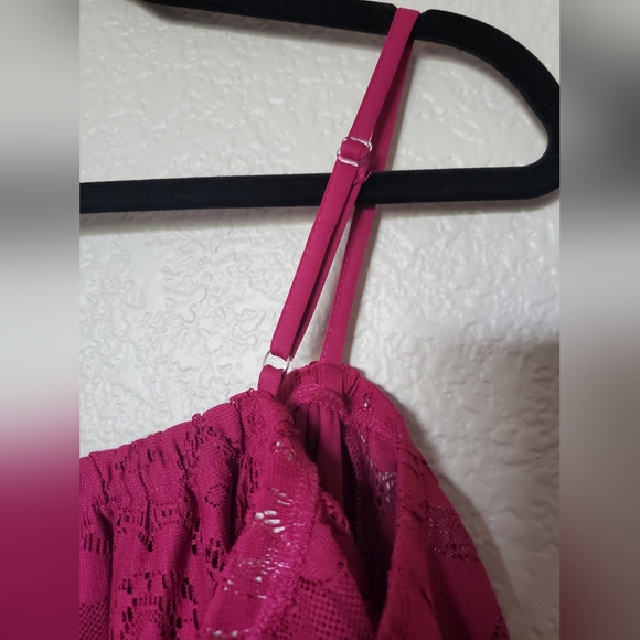 No Comment Dark Pink Tunic Lace Off the Shoulder Dress Women's Plus Size 2XL - Picture 5 of 12